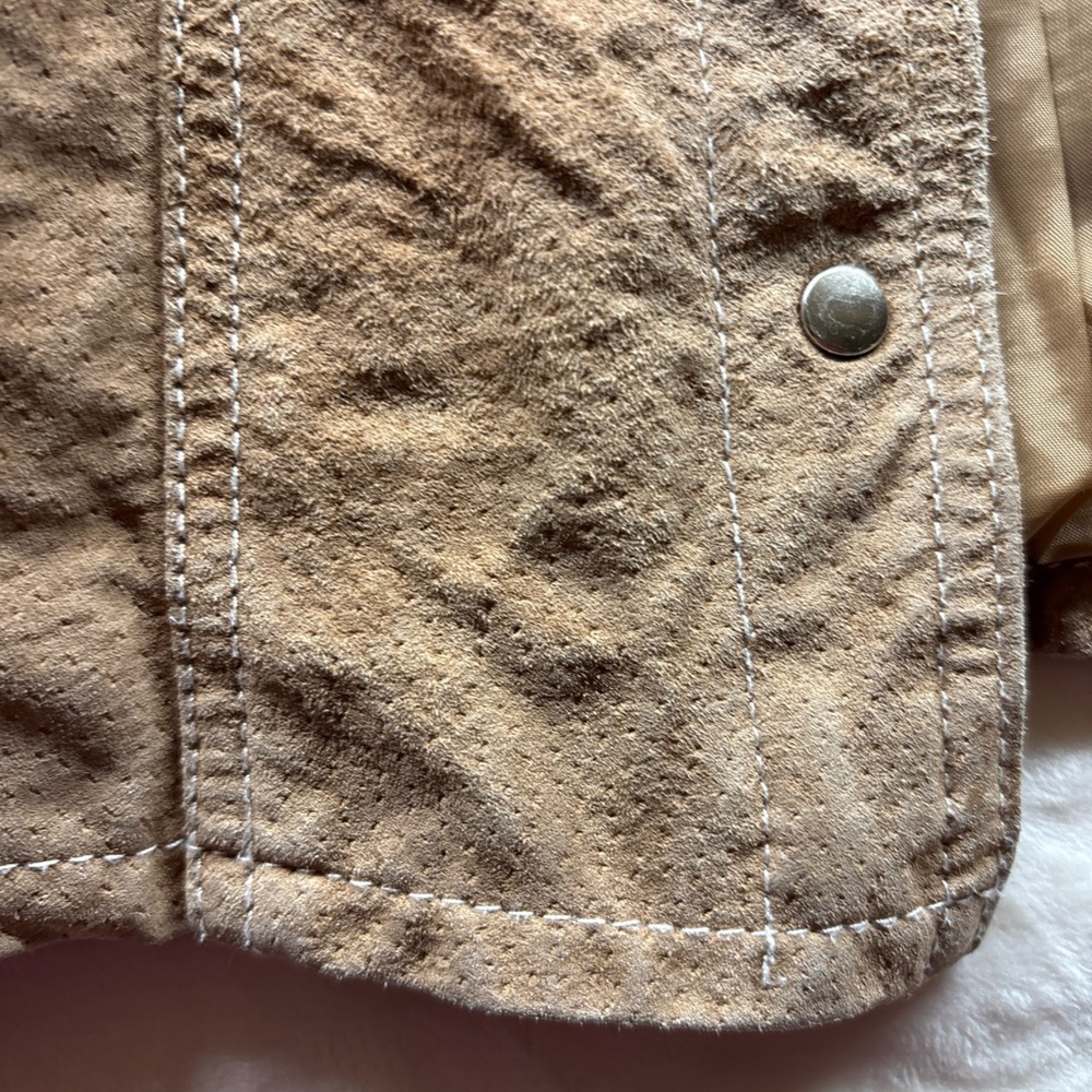 Vintage WILSONS LEATHER Maxima Cropped Beige Jacket Ladies S/M festival cowgirl - Picture 16 of 16